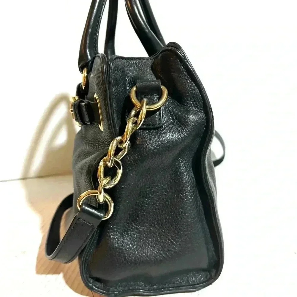 Michael Kors black leather satchel handbag